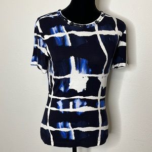 St. John size Small blue and white t-shirt with bead detail around neck